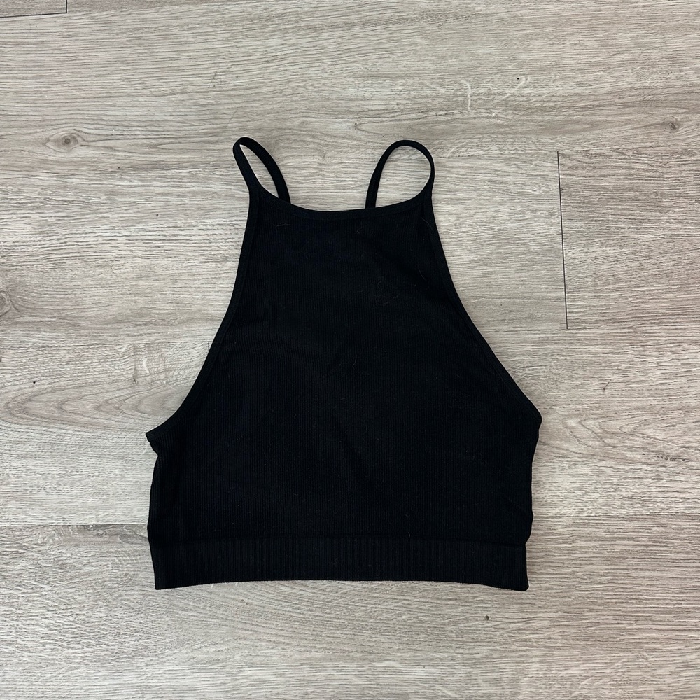 Bozzolo Black Ribbed crop top